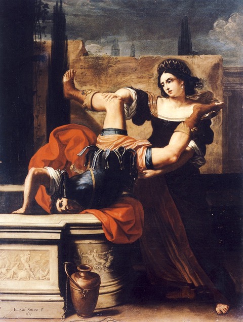Sirani, Elisabetta. "Timoclea uccide il capitano di Alessandro Magno." 1659.